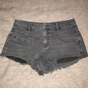 Free People black denim shorts